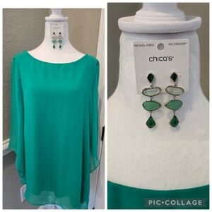 Chico's Asymmetrical Drama Top AND MATCHING EARRINGS!